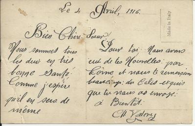 04 avril 1916 - Charles Valery à Anne-Catherine