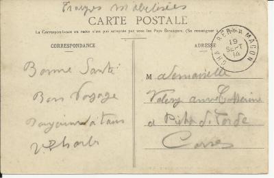 Chambery à Macon - 19 sept 1914 - Charles Valery à Anne Catherine