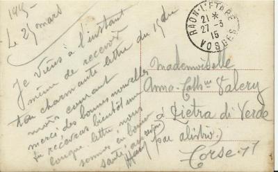 Raon l' Etape - 25 mars 1915 - Pierre-François Valery à Anne-Catherine